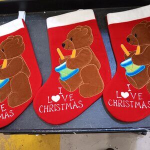 Vintage R. Dakin Bear Stocking 1986 I Love Christmas 14"